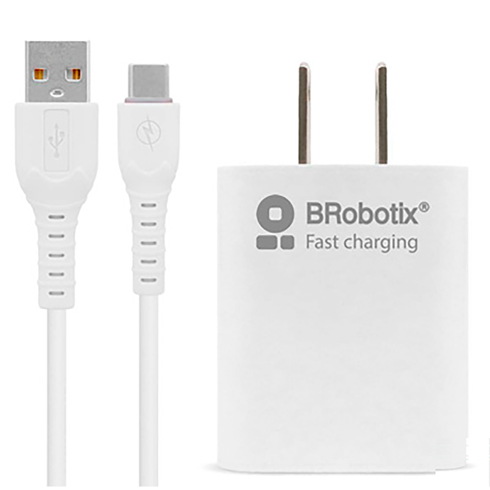 CARGADOR BROBOTIX FASTCHARGE 6001318 USB V3.0 18W CON CABLE TIPO C BLANCO