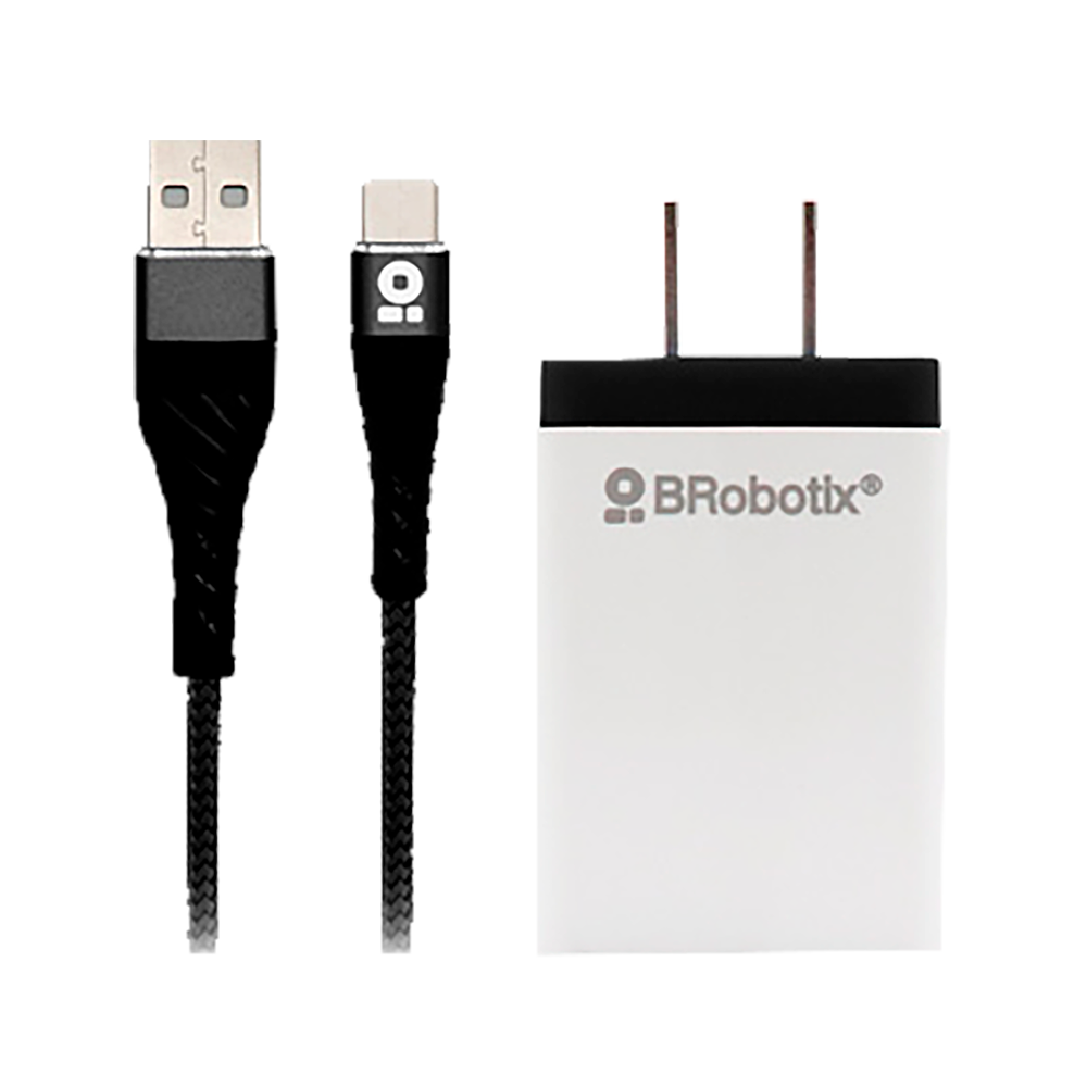 CARGADOR BROBOTIX FASTCHARGE 963325 1 PUERTO USB V3.0 CON CABLE TIPO C NEGRO