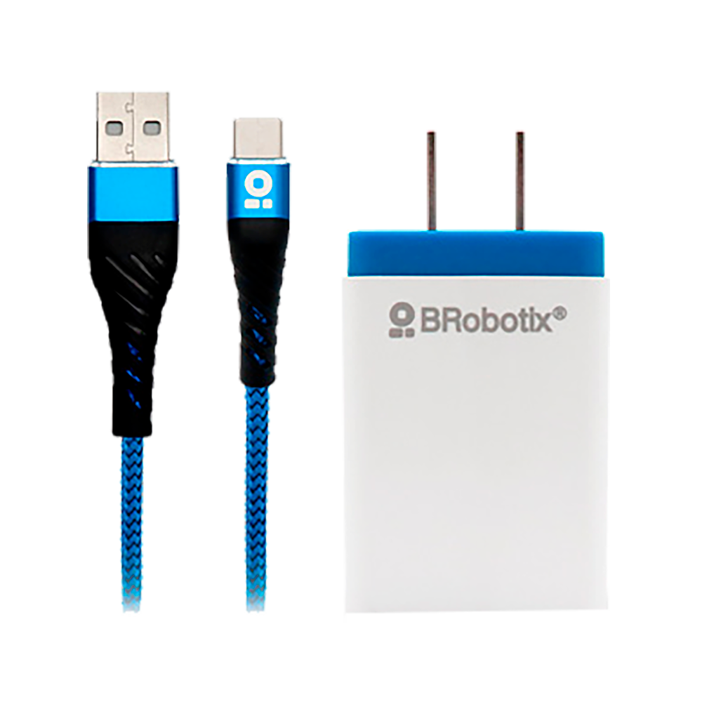 CARGADOR BROBOTIX FASTCHARGE 963332 1 PUERTO USB V3.0 CON CABLE TIPO C AZUL