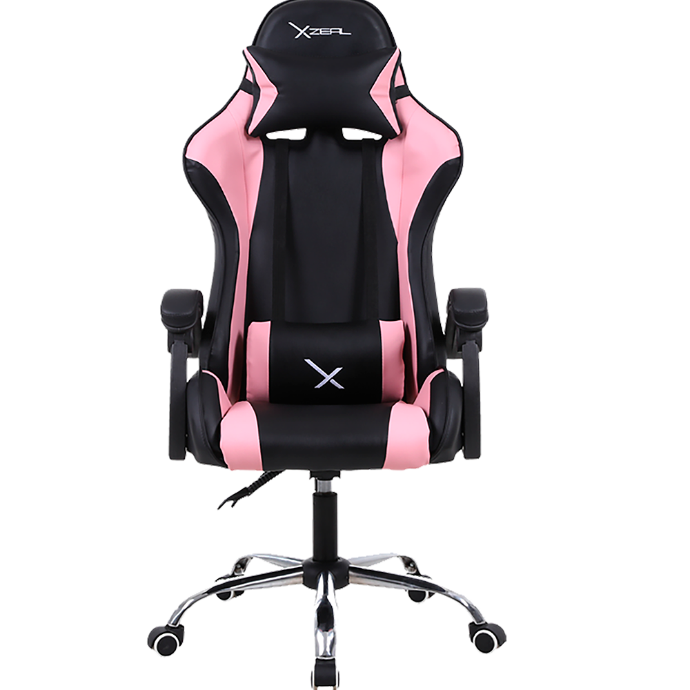 SILLA GAMER XZEAL MODELO XZ05P CON SOPORTE LUMBAR ERGONOMICO COLOR ROSA