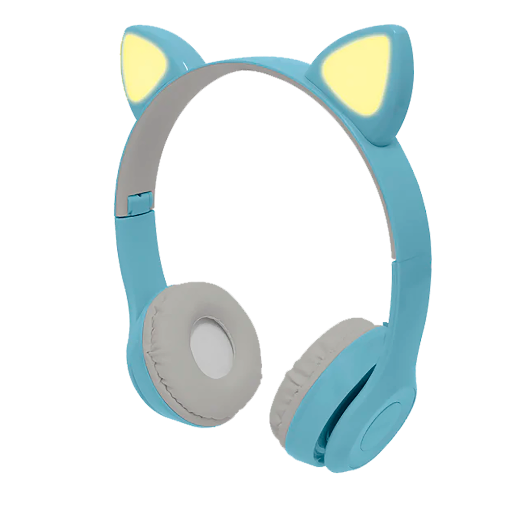 AUDÍFONO DIADEMA DE PERFECT CHOICE INALÁMBRICA INFANTIL CATTO CON LUZ LED PC-116981 AZUL