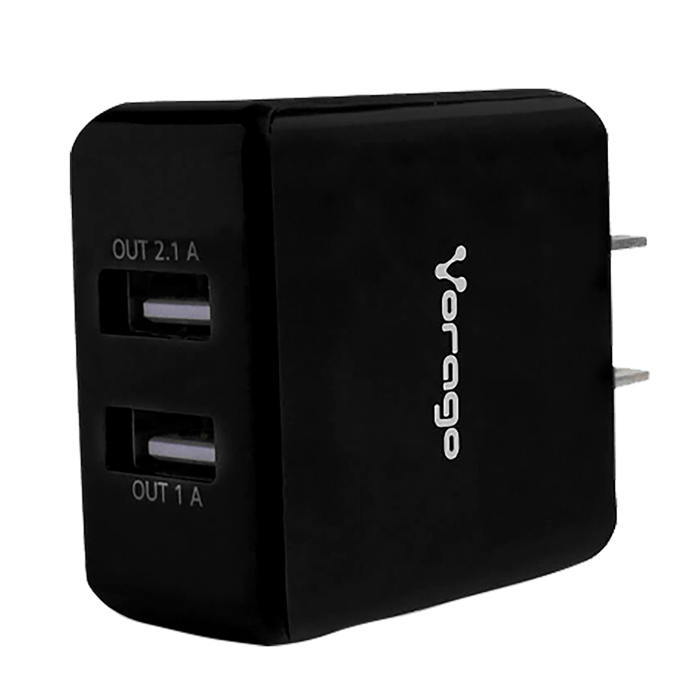 CARGADOR VORAGO PARA PARED AU-106 CON 2 PUERTOS USB NEGRO