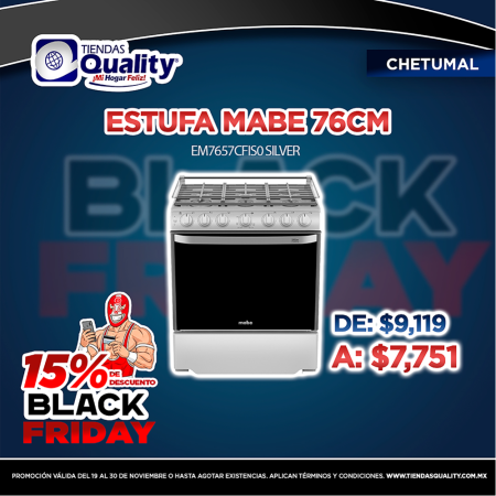 ESTUFA MABE 76CM EM7657CFIS0 SILVER