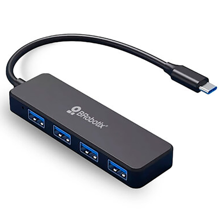 HUB USB V3.0 TIPO C 4 PUERTOS NEGRO