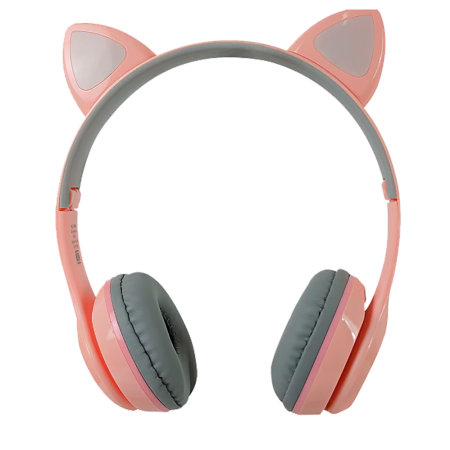 AUDIFONO DIADEMA PERFECT CHOICE INALAMBRICA INFANTIL CATTO CON LUZ LED PC-116998 ROSA