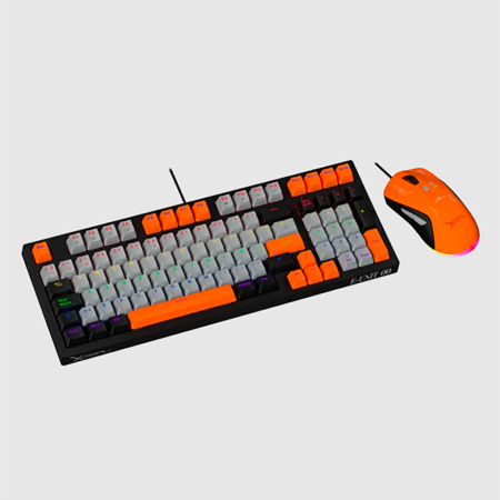 KIT TECLADO+MOUSE GAMER XZEAL XZ-201 (XZPKT1NG) NARANJA