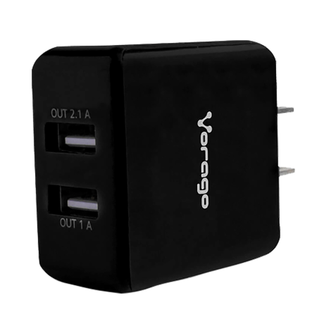 CARGADOR VORAGO PARA PARED AU-106 CON 2 PUERTOS USB NEGRO