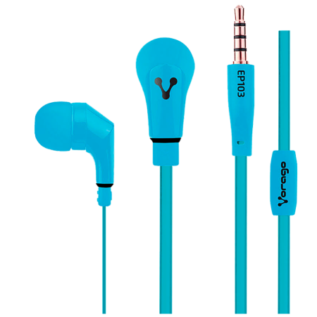 AUDÍFONOS VORAGO ALÁMBRICOS CON MICRÓFONO EP-103 AZUL