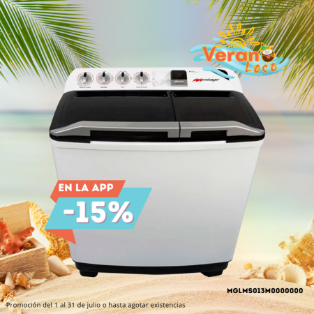 LAVADORA MIRAGE SEMIAUTOMÁTICA 13 KG 2 TINAS LMS013M BLANCO