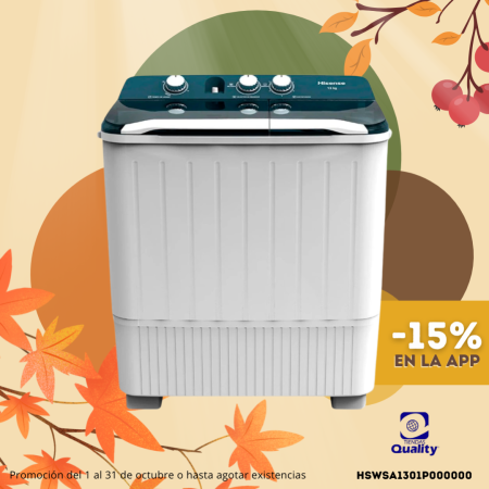 LAVADORA HISENSE 13 KG 2 TINAS WSA1301P BLANCO