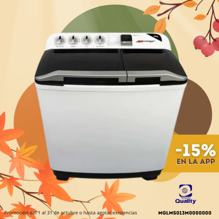 LAVADORA MIRAGE SEMIAUTOMÁTICA 13 KG 2 TINAS LMS013M BLANCO